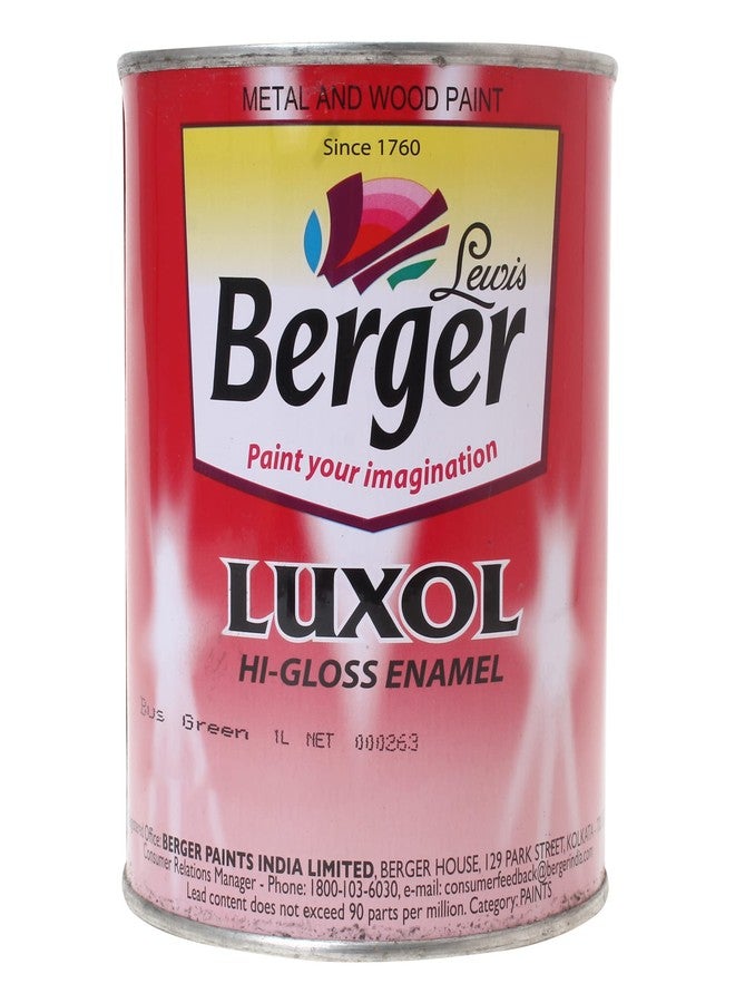 Berger Luxol Hi-Gloss Enamel | Bus Green | 1L Mirror-Like Finish | Tough & Durable Oil-Based Paint for Wood, Metal & Masonry | Interior & Exterior Use | Weather Resistant | Green Pro Certified - Image 1